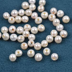 天然淡水珍珠4-6mm大孔鸡蛋圆珠子手工diy手链项链饰品散珠材料