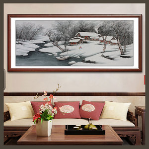 小六尺 瑞雪兆丰年手绘雪景图宣纸画芯风景国画新中式客厅挂画