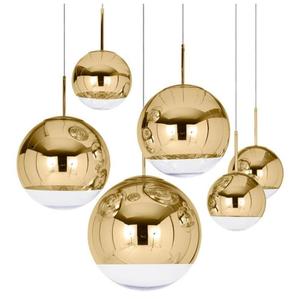 后现代简约北欧咖啡厅泡泡玻璃装饰银镜面电镀圆球形金色玻璃吊灯