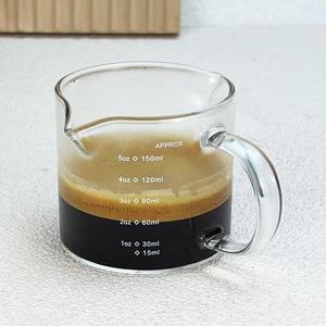 萃取咖啡小奶盅奶罐耐高温带刻度量杯汁料盅意式浓缩咖啡出品奶杯