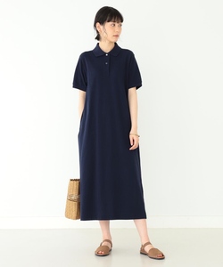日本订单~BEAMS BOY联名款Polo领珠地纯棉直筒长裙 宽松T恤连衣裙