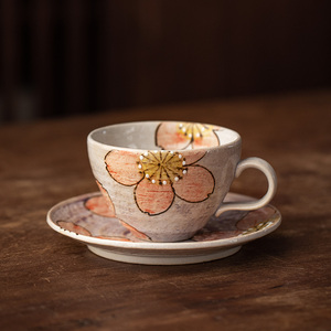 同合日本进口粉樱卡布奇诺咖啡杯套装日式手工可爱女生下午茶茶杯