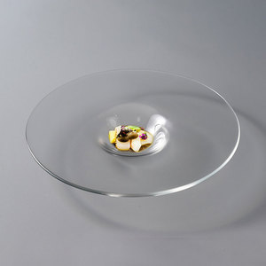 酒店餐厅创意玻璃餐具冰纹草帽浅碗位上分子料理餐盘简约透明盘子