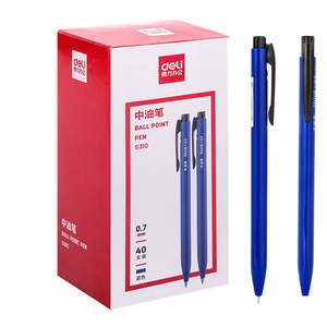 得力中油笔s310按动40支昆明办公学生文具用品蓝色油性圆珠笔