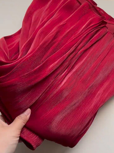 CHAO级推荐！绝美的~红色复古丝绒珠光仙女半身裙气质高级感裙子
