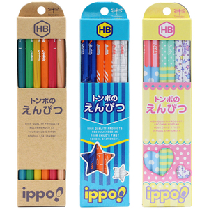 日本TOMBOW蜻蜓IPPO小学生用六角杆木头HB铅笔2B文具木杆黑12支装