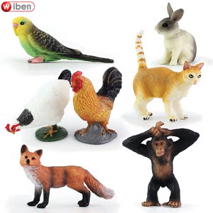 仿真野生动物世界公鸡猫狐狸猴子兔子鹦鹉模型儿童玩具早教认知
