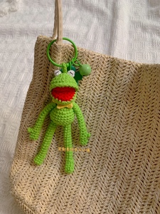 钩大针编织钩编玩偶挂件包包钥匙扣科米蛙小青蛙眼蛙成品送人礼物