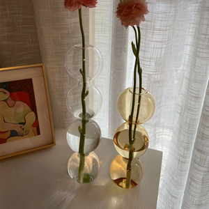 ins风原创泡泡北欧小花瓶摆件客厅插花透明玻璃干花器餐家居装饰