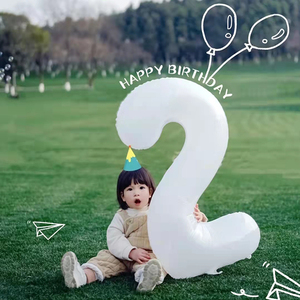ins风生日数字气球40寸白色大铝膜儿童周岁派对装饰布置拍照道具