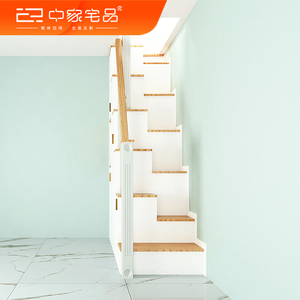 极小洞口楼梯定制原创阁楼1步2梯左右错步直梯柜定做公寓踏步板柜