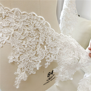 新款白色花朵婚纱头纱窗帘服装宽蕾丝花边桌布DIY配件辅料装饰