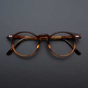 日本复古眼镜框玳瑁板材圆框眼镜架 505男潮女防蓝光平光近视镜片
