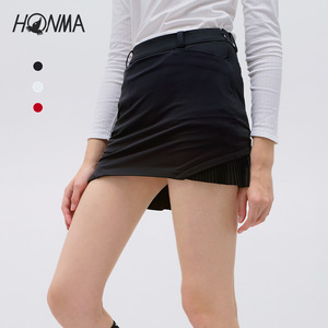 正品HONMA高尔夫服饰女子短裙运动裙不规则设计时尚百褶裙摆透气