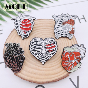 MQHH创意朋克骨骼心脏内脏胸针花朵爱心万圣节徽章首饰个性礼品