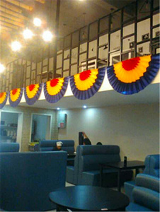 韩国太极扇子 韩式餐厅料理店开业装修装饰品窗帘头 布艺绸缎扇子
