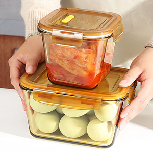 玻璃泡菜盒保鲜盒密封盒食品级冰箱专用大容量收纳腌菜罐腌制盒子