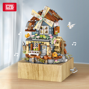 LOZ新品旋转风车屋八音盒积木小颗粒拼装玩具梦幻城堡摆件模型