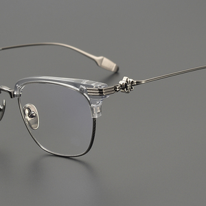 日系时尚眉线框半框眼镜男女款超轻纯钛眼镜架可配防蓝光近视眼镜