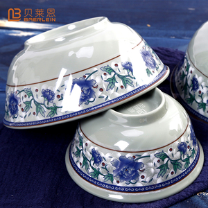 中式青花a5密胺小碗饭碗仿瓷餐具快餐碗商用汤碗粥碗塑料碗反口碗