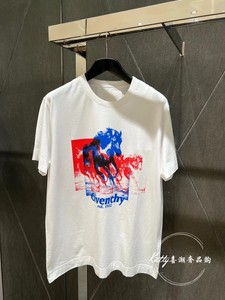 Givenchy/纪梵希 24SS 新款骏马印花字母logo圆领短袖男休闲T恤女