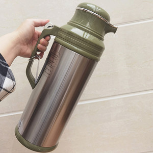 清水按钮保温壶家用大容量不锈钢热水瓶常规2升暖壶商用茶瓶学生