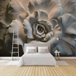 个性欧式3D立体浮雕美女石雕玫瑰客厅卧室电视背景墙壁画简约墙画