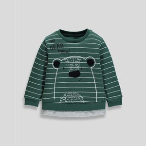 [现货1.5-2岁2-3岁4-5岁]英国MATALAN男童绿条纹小熊薄绒卫衣