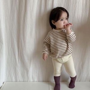 韩版春秋季百天男女婴儿宝宝条纹卫衣坑条纯棉春装打底裤两件套装
