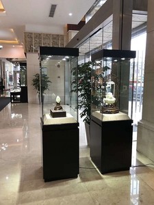 木质博物馆古董展示柜文物收藏品玉瓷器珠宝玻璃柜产品展览柜台文