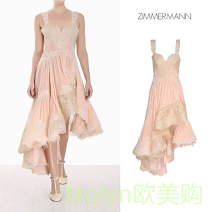 澳洲品牌 Zimmermann 秋秀款张柏芝同款拼接蕾丝不对称礼服连衣裙