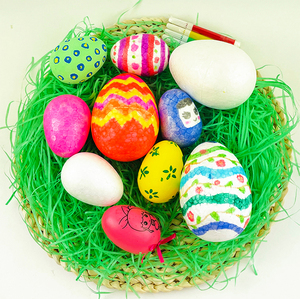 复活节保丽龙鸡蛋儿童手工制作材料包幼儿园手工diy蛋形保丽龙球