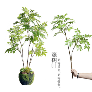 仿真树枝漆树叶香椿叶单支假绿植物室内客厅花艺禅意景观装饰假花