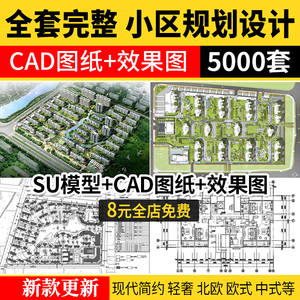 居住区住宅小区规划CAD总平面图方案 高层景观建筑su模型设计施工