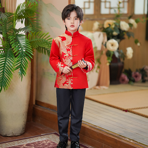 儿童唐装男童中国风新年元旦演出服国学服中山装大合唱民族表演服
