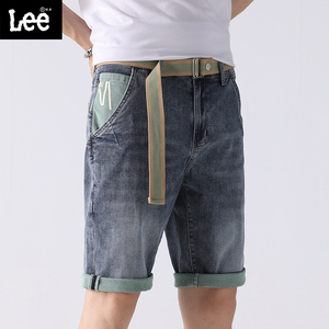 lee2024新款牛仔短裤男士夏季薄款宽松直筒中裤弹力休闲五分裤子
