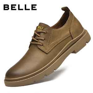 Belle/百丽男鞋新款英伦风复古休闲大头皮鞋低帮马丁靴真皮工装鞋