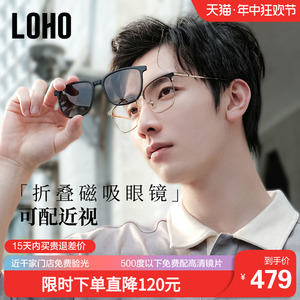 【一镜三用】LOHO近视眼镜磁吸墨镜半框大框套镜太阳镜夹片带度数