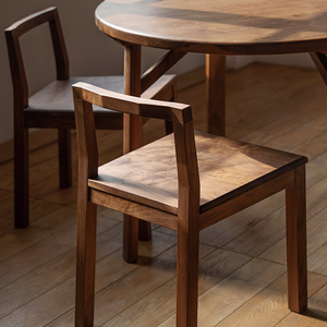 MUMO木墨 不折椅 简约红橡木黑胡桃木实木餐椅单人椅餐厅书房
