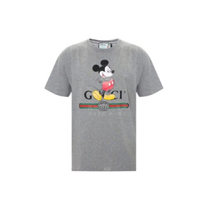 国现Gucci古驰 男女同款 迪士尼联名款 米老鼠印花 灰色 短袖 T恤