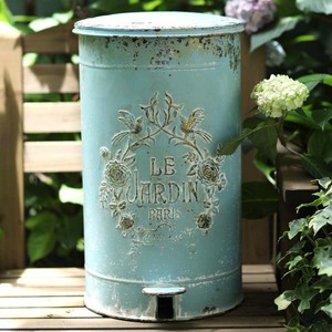 森得源复古垃圾桶花园铁艺浮雕脚踏垃圾桶摆件别墅庭院户外垃圾桶