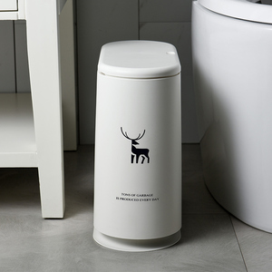 垃圾桶带盖家用厕所夹缝手纸篓客厅北欧洗手卫生间按压有盖拉圾筒