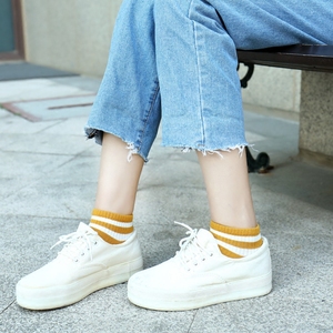 袜子女韩版学院风薄款条纹运动船袜浅口低帮可爱二杠短袜女矮腰袜