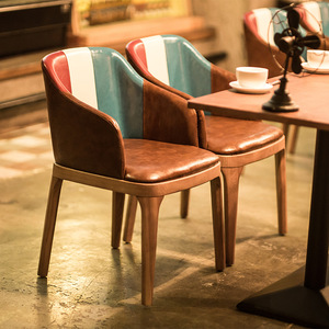 实木咖啡厅主题餐厅西餐厅餐饮店烧烤店烤肉烤鱼店餐桌椅组合餐椅