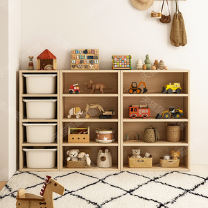 全实木书柜玩具收纳柜家用儿童蒙氏教具柜幼儿园书包柜柜子储物柜