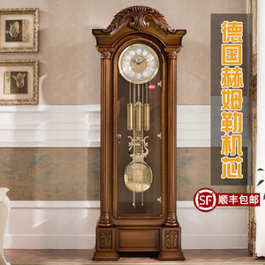 德国赫姆勒机芯欧式落地钟豪华客厅机械座钟实木雕花立钟古典铜钟