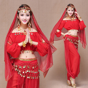 印度舞长袖演出服装肚皮舞套装春夏新款成人女埃及舞蹈衣服表演服