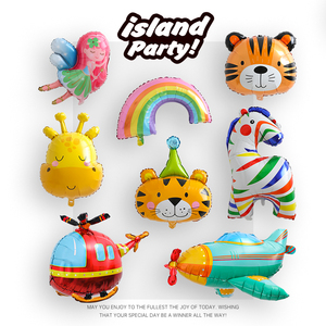 气球装饰场景布置动物铝膜气球儿童卡通生日布置背景派对周岁无毒