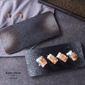 简约日式陶瓷盘西餐盘长方平板盘创意商用寿司盘刺身盘摆盘蛋糕盘
