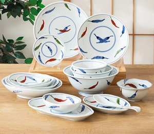 日本进口光峰锦唐辛子釉下彩釉上彩结合日式家用陶瓷餐具碗盘杯勺